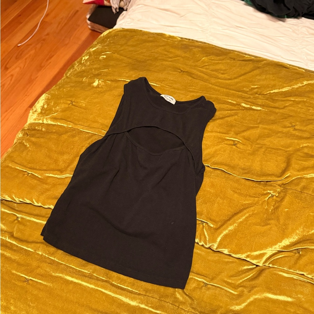 Black Sleeveless Cutout Tank Top